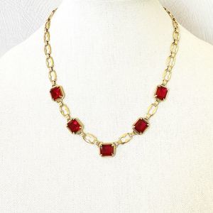 Harry S Bick Ruby Glass Gold Filled Necklace 20 In Vintage Signed Stunner